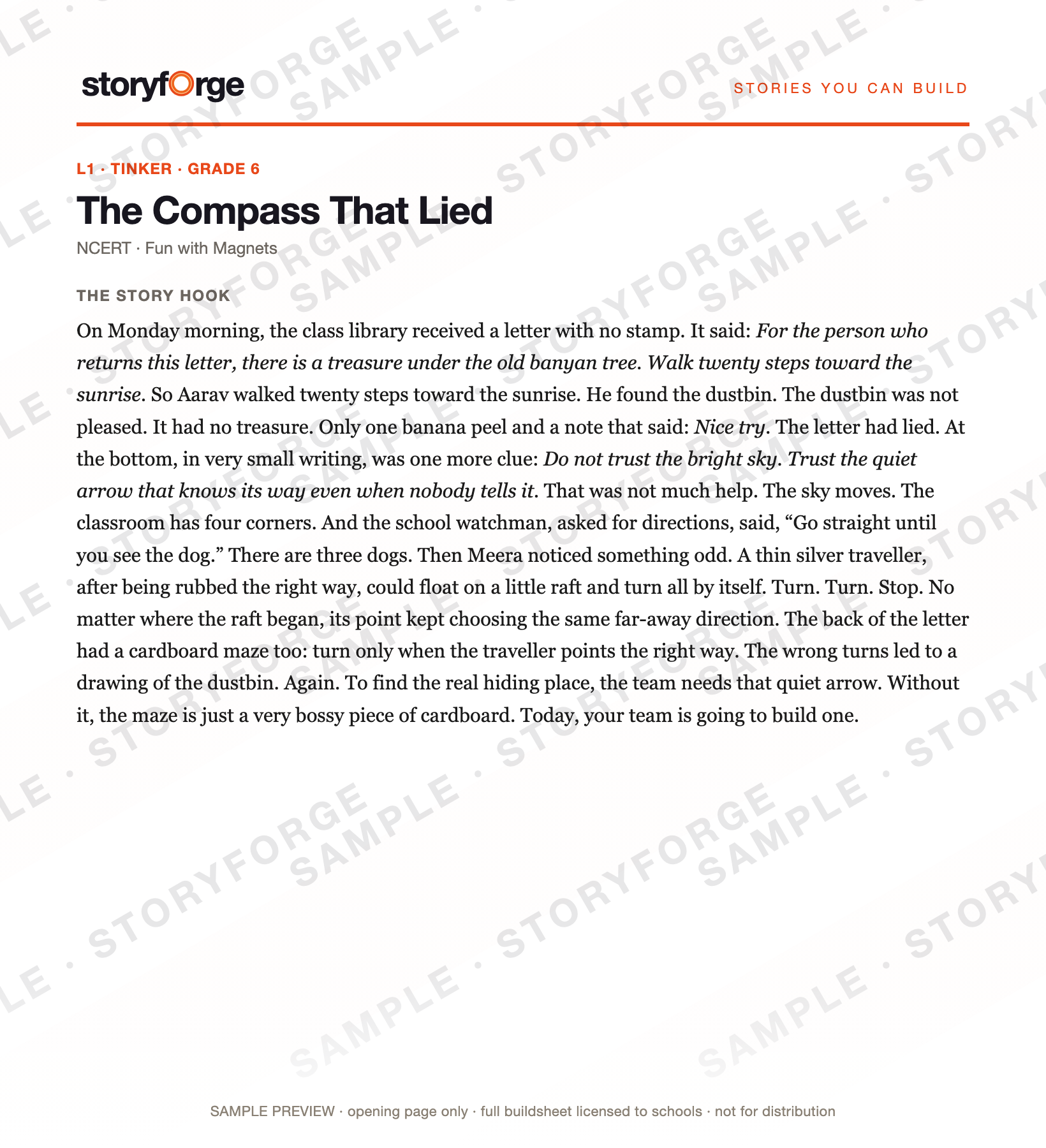 Watermarked opening-page preview of The Compass That Lied
